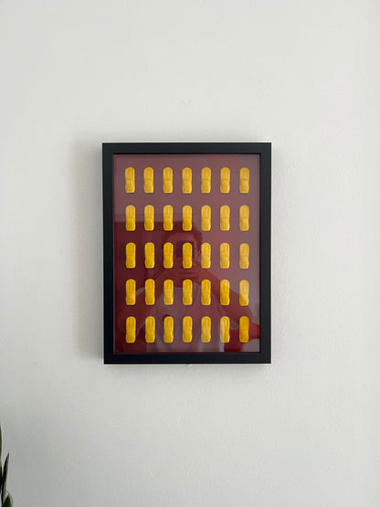 Ferrari 250 GTO Art | Giallo Modena on Rosso Corsa | 30x40cm