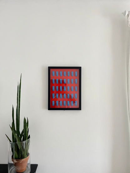 Porsche 911 Art | Pastel Blue on Blood Orange | 30x40cm