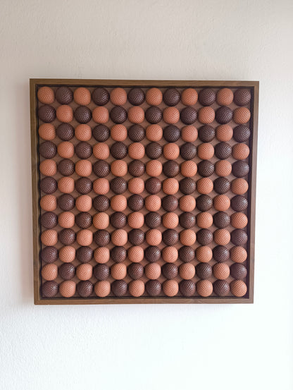 Golfball - 3D Kunst; Braun & Schokoladentönen; 53x53 cm