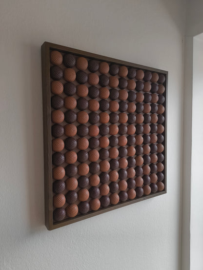 Golfball - 3D Kunst; Braun & Schokoladentönen; 53x53 cm