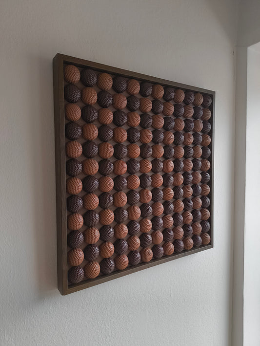 Golfball - 3D Kunst; Braun & Schokoladentönen; 53x53 cm
